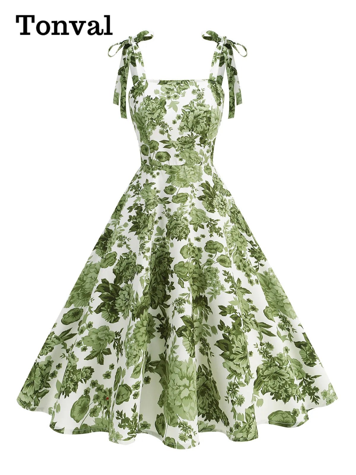 Vintage Knot Straps Summer Dress Flare Floral Print Backless Swing Dresses - American Thistle Vintage Knot Straps Summer Dress Flare Floral Print Backless Swing Dresses