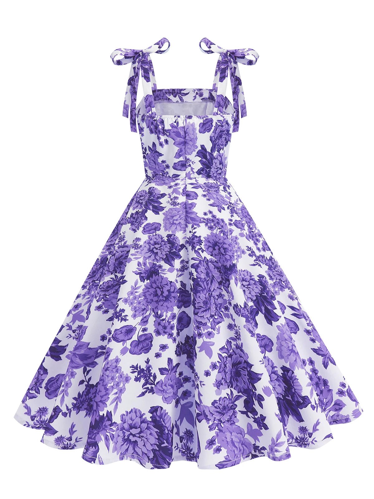 Vintage Knot Straps Summer Dress Flare Floral Print Backless Swing Dresses - American Thistle Vintage Knot Straps Summer Dress Flare Floral Print Backless Swing Dresses