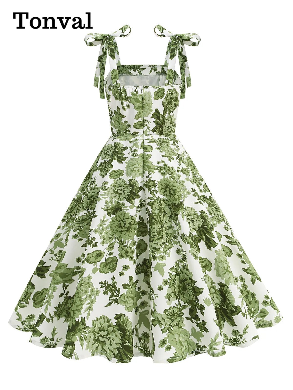 Vintage Knot Straps Summer Dress Flare Floral Print Backless Swing Dresses - American Thistle Vintage Knot Straps Summer Dress Flare Floral Print Backless Swing Dresses