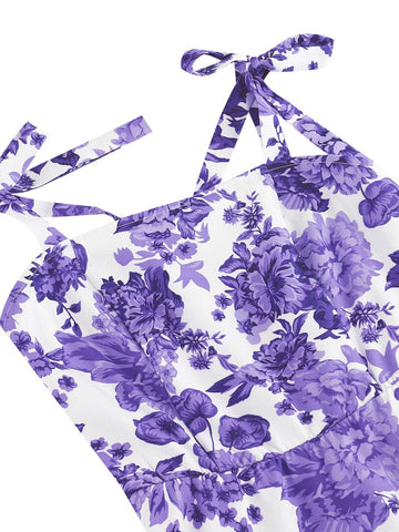 Vintage Knot Straps Summer Dress Flare Floral Print Backless Swing Dresses - American Thistle Vintage Knot Straps Summer Dress Flare Floral Print Backless Swing Dresses