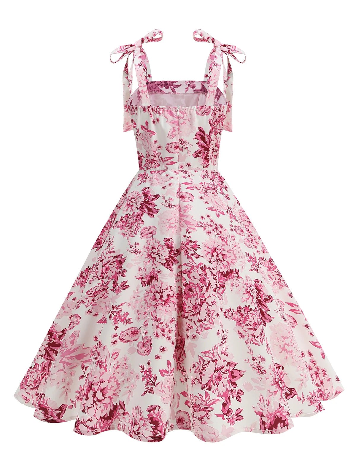 Vintage Knot Straps Summer Dress Flare Floral Print Backless Swing Dresses - American Thistle Vintage Knot Straps Summer Dress Flare Floral Print Backless Swing Dresses