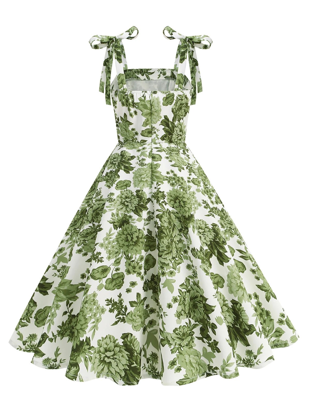 Vintage Knot Straps Summer Dress Flare Floral Print Backless Swing Dresses - American Thistle Vintage Knot Straps Summer Dress Flare Floral Print Backless Swing Dresses