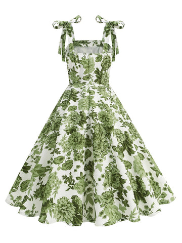 Vintage Knot Straps Summer Dress Flare Floral Print Backless Swing Dresses - American Thistle Vintage Knot Straps Summer Dress Flare Floral Print Backless Swing Dresses