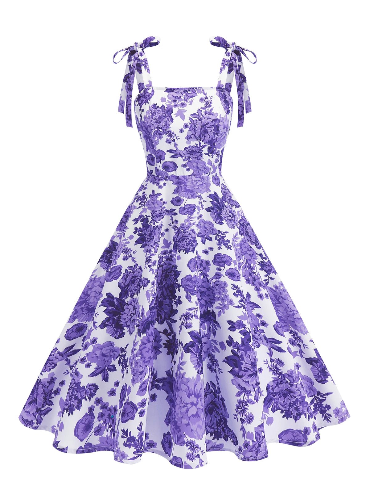 Vintage Knot Straps Summer Dress Flare Floral Print Backless Swing Dresses - American Thistle Vintage Knot Straps Summer Dress Flare Floral Print Backless Swing Dresses