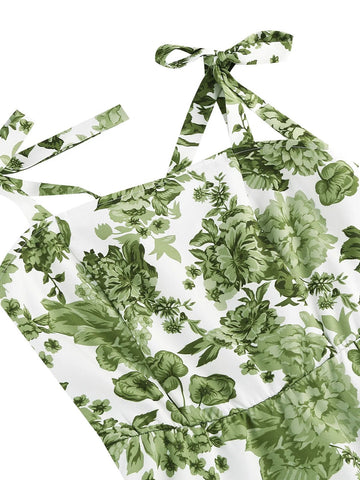Vintage Knot Straps Summer Dress Flare Floral Print Backless Swing Dresses - American Thistle Vintage Knot Straps Summer Dress Flare Floral Print Backless Swing Dresses