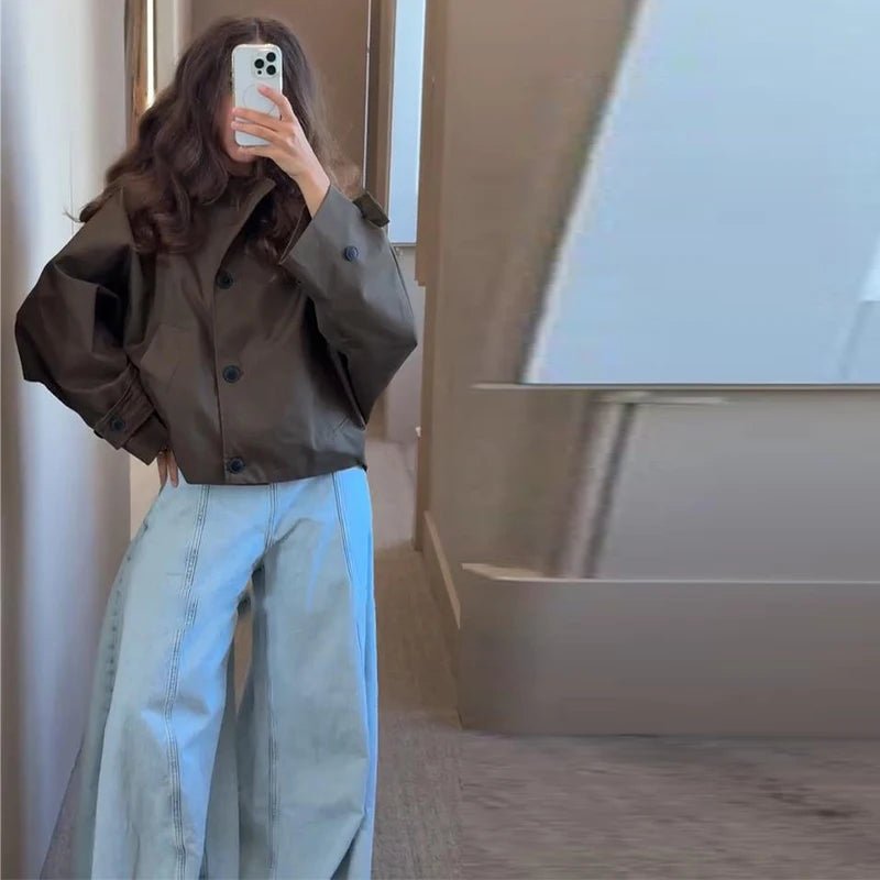 Vintage Plaid Reversible Two - Way Coat Women Oversize Single Breasted Pocket Loose Jacket - American Thistle Vintage Plaid Reversible Two - Way Coat Women Oversize Single Breasted Pocket Loose Jacket