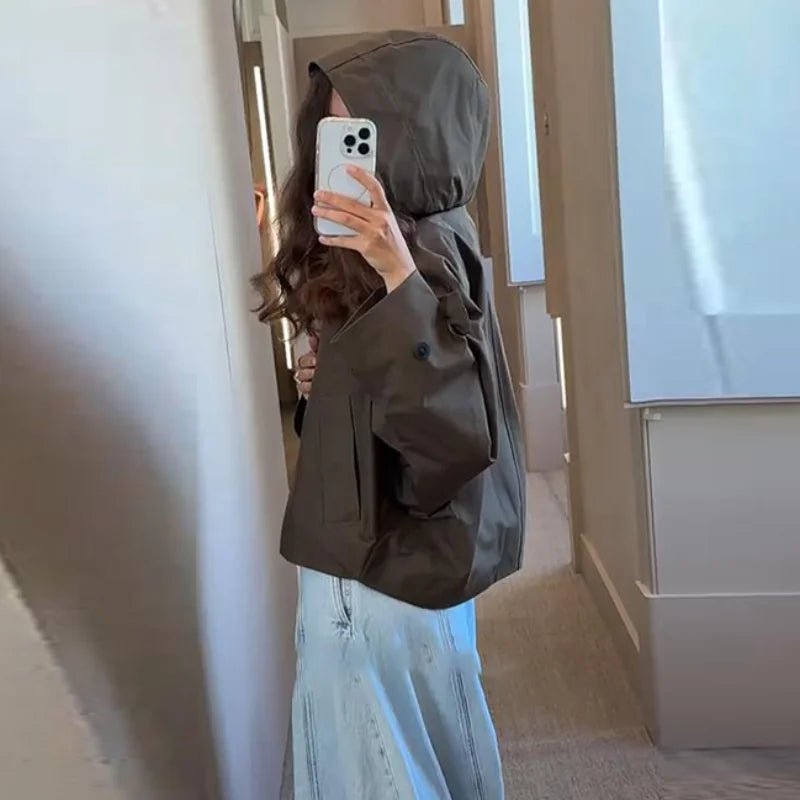 Vintage Plaid Reversible Two - Way Coat Women Oversize Single Breasted Pocket Loose Jacket - American Thistle Vintage Plaid Reversible Two - Way Coat Women Oversize Single Breasted Pocket Loose Jacket