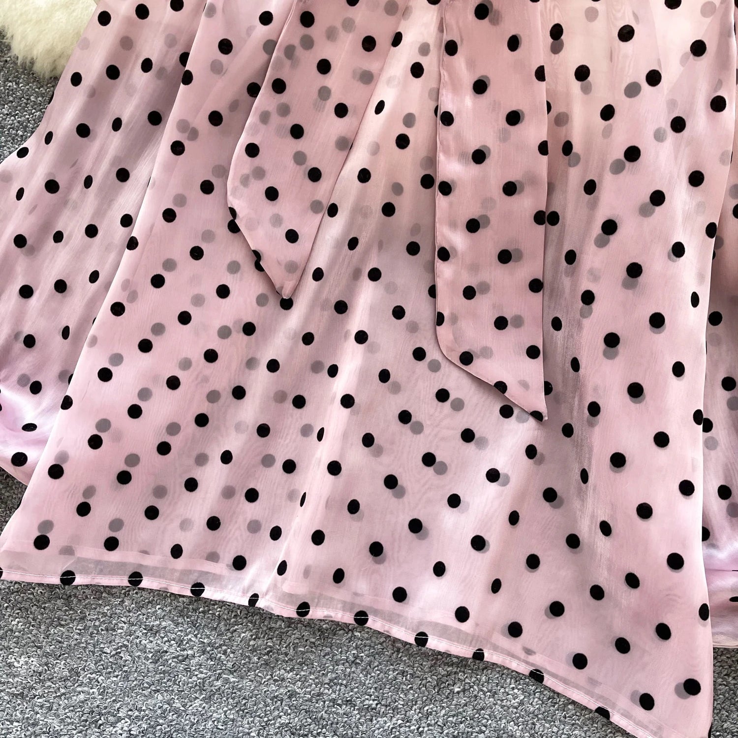 Vintage Polka Dot Tops Puff Sleeve Bow Lace Up Design Blouses - American Thistle Vintage Polka Dot Tops Puff Sleeve Bow Lace Up Design Blouses