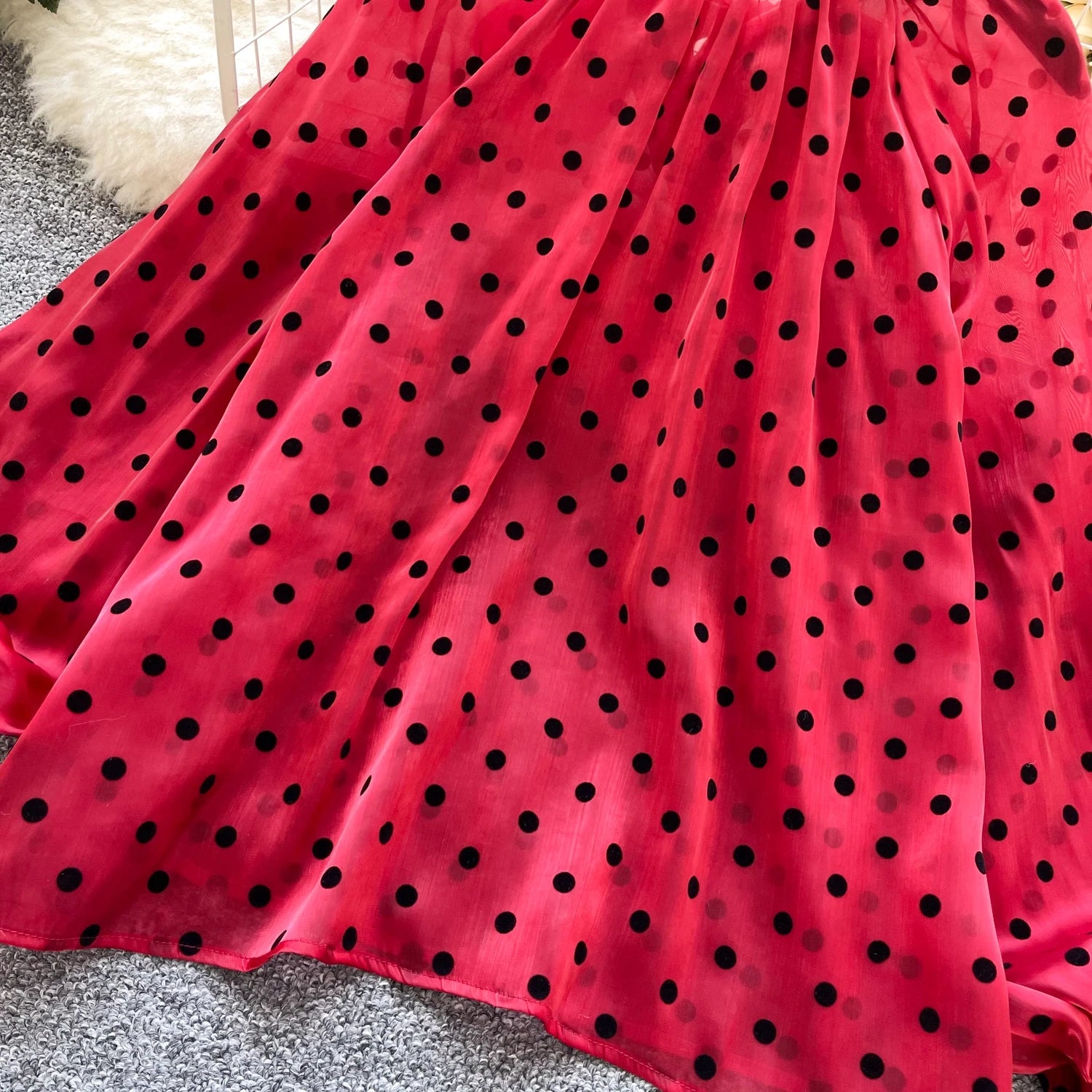 Vintage Polka Dot Tops Puff Sleeve Bow Lace Up Design Blouses - American Thistle Vintage Polka Dot Tops Puff Sleeve Bow Lace Up Design Blouses