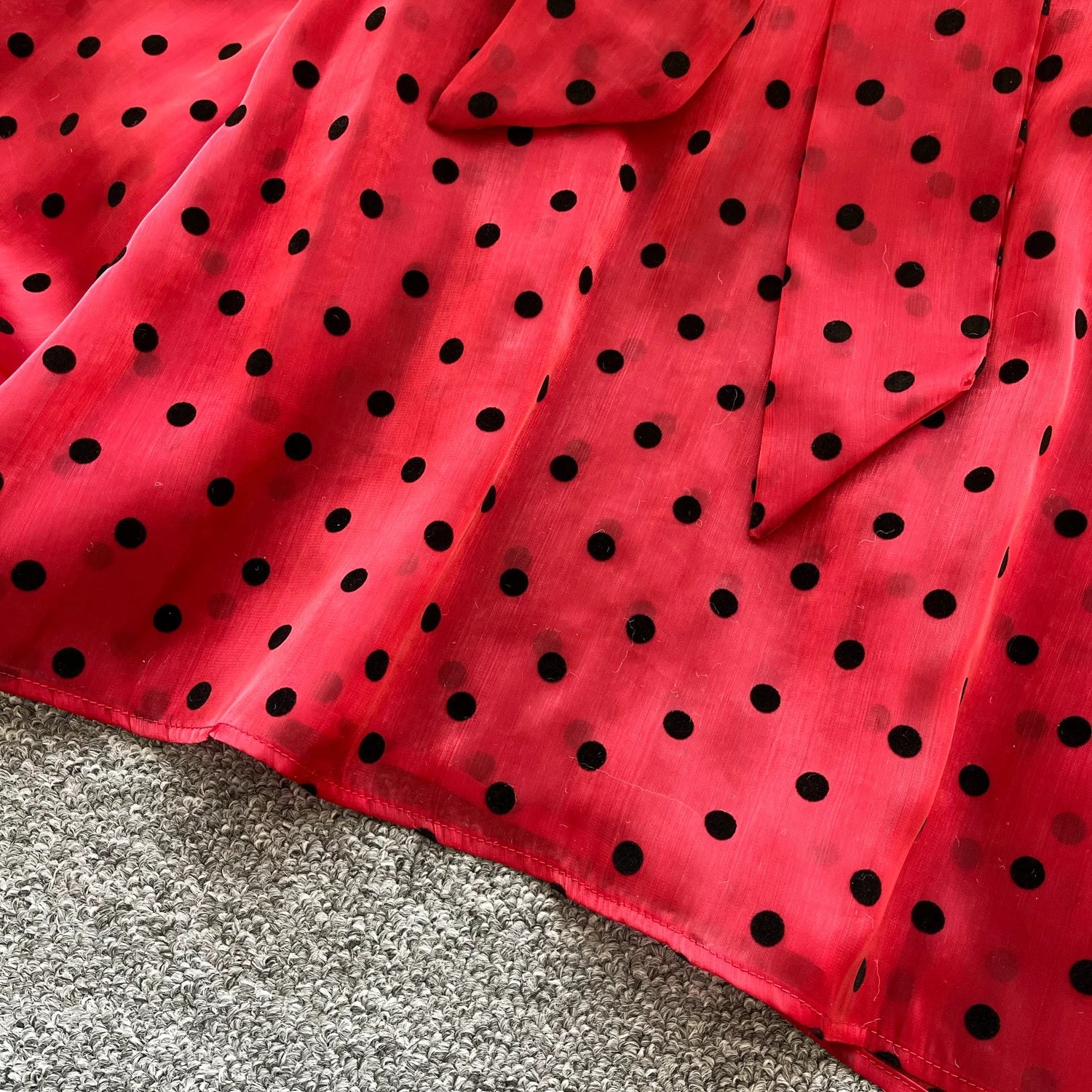 Vintage Polka Dot Tops Puff Sleeve Bow Lace Up Design Blouses - American Thistle Vintage Polka Dot Tops Puff Sleeve Bow Lace Up Design Blouses