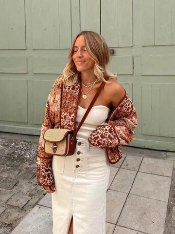 Vintage Print Patchwork Cotton Woman Coats - American Thistle Vintage Print Patchwork Cotton Woman Coats