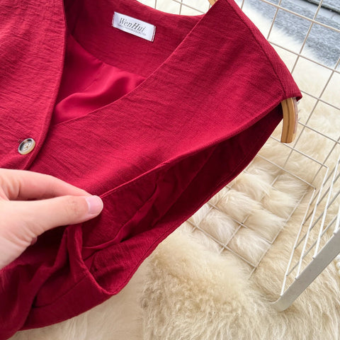 Vintage Solid Two Piece Suits V Neck Single Breasted Slim Tops with High Waist Long Pants - American Thistle Vintage Solid Two Piece Suits V Neck Single Breasted Slim Tops with High Waist Long Pants