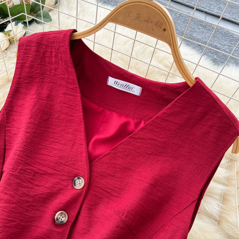 Vintage Solid Two Piece Suits V Neck Single Breasted Slim Tops with High Waist Long Pants - American Thistle Vintage Solid Two Piece Suits V Neck Single Breasted Slim Tops with High Waist Long Pants