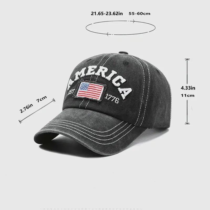 Vintage USA Flag Embroidered Baseball Cap - Bold Lettering, Distressed Wash, Sun Protection - Trendy Dad Hat for Outdoor - American ThistleVintage USA Flag Embroidered Baseball Cap - Bold Lettering, Distressed Wash, Sun Protection - Trendy Dad Hat for Outdoor