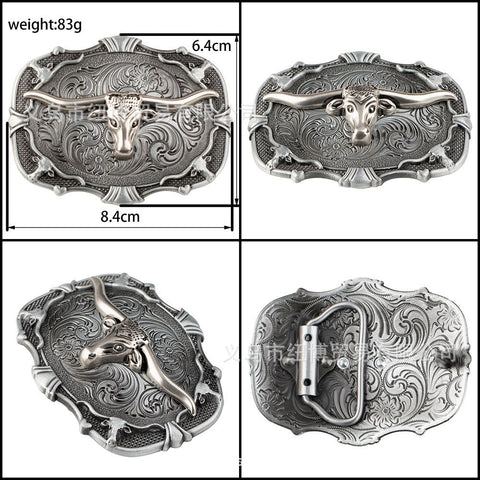 Vintage Western Denim Boots Belt Buckle Alloy Cow Head - American ThistleVintage Western Denim Boots Belt Buckle Alloy Cow Head