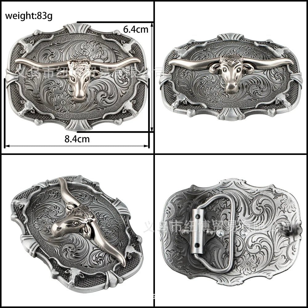 Vintage Western Denim Boots Belt Buckle Alloy Cow Head - American ThistleVintage Western Denim Boots Belt Buckle Alloy Cow Head