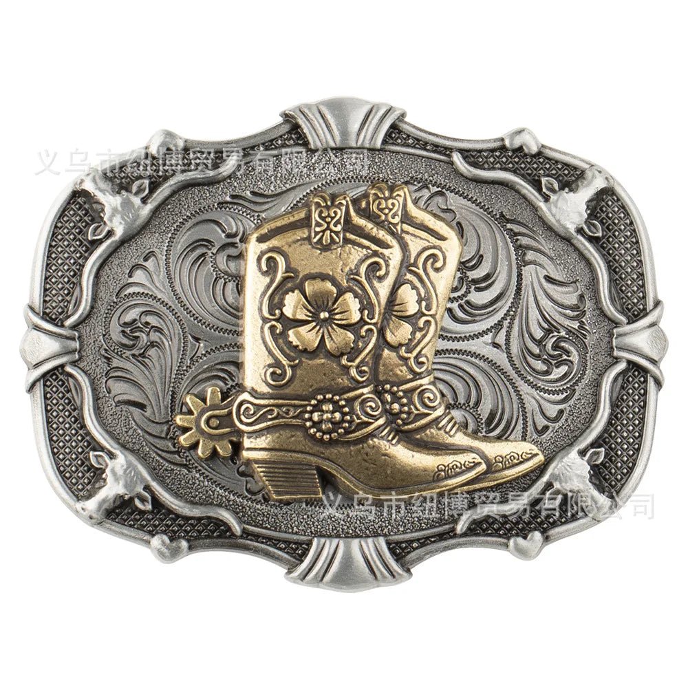 Vintage Western Denim Boots Belt Buckle Alloy Cow Head - American ThistleVintage Western Denim Boots Belt Buckle Alloy Cow Head