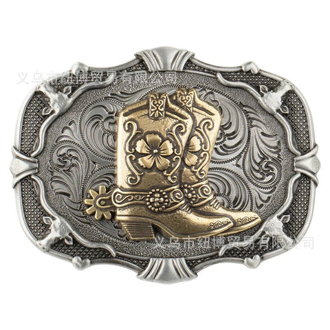 Vintage Western Denim Boots Belt Buckle Alloy Cow Head - American ThistleVintage Western Denim Boots Belt Buckle Alloy Cow Head