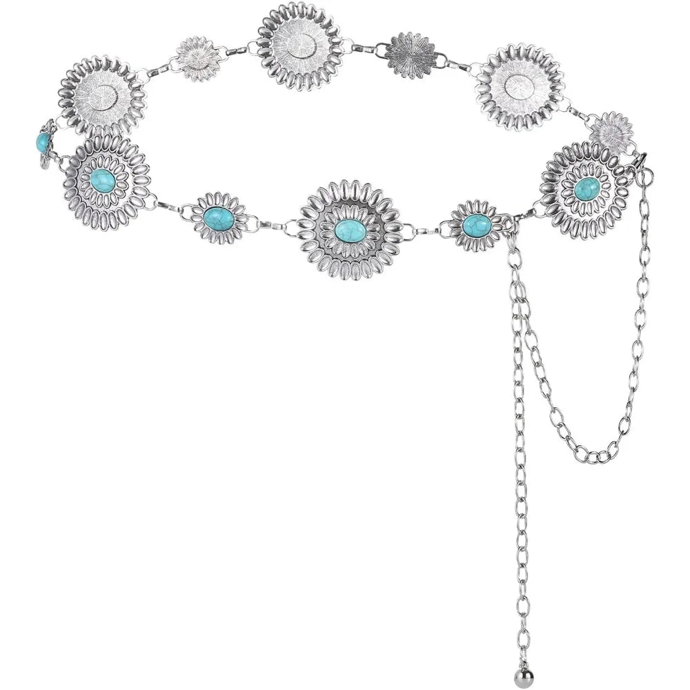 Western Belts for Women Metal Chain Belt Cowgirl Country Chain Belts Adjustable Dresses Jeans - American ThistleWestern Belts for Women Metal Chain Belt Cowgirl Country Chain Belts Adjustable Dresses Jeans