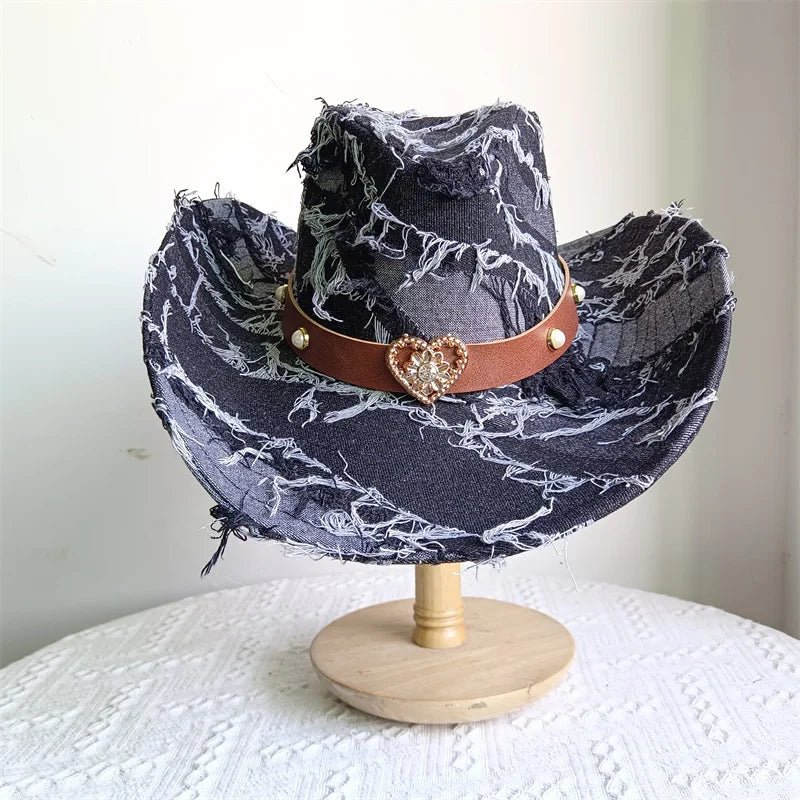 Western ethnic style cowboy hat tassel cowboy series fashion heart shape strap western cowboy hat - American ThistleWestern ethnic style cowboy hat tassel cowboy series fashion heart shape strap western cowboy hat