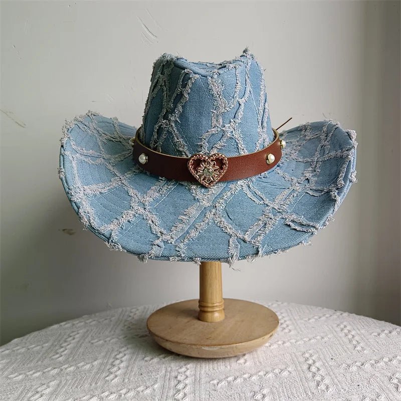 Western ethnic style cowboy hat tassel cowboy series fashion heart shape strap western cowboy hat - American ThistleWestern ethnic style cowboy hat tassel cowboy series fashion heart shape strap western cowboy hat