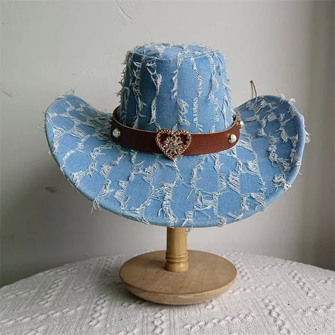 Western ethnic style cowboy hat tassel cowboy series fashion heart shape strap western cowboy hat - American ThistleWestern ethnic style cowboy hat tassel cowboy series fashion heart shape strap western cowboy hat