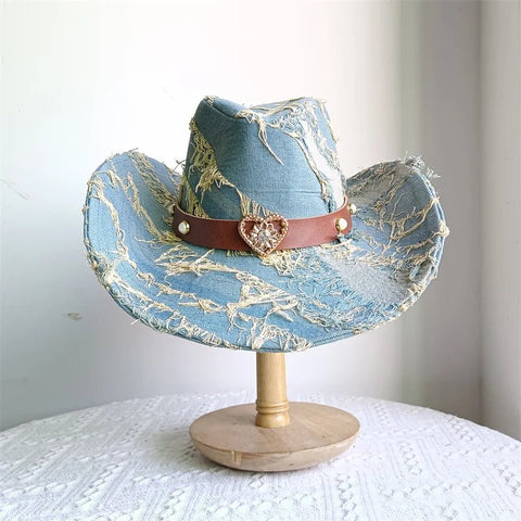 Western ethnic style cowboy hat tassel cowboy series fashion heart shape strap western cowboy hat - American ThistleWestern ethnic style cowboy hat tassel cowboy series fashion heart shape strap western cowboy hat