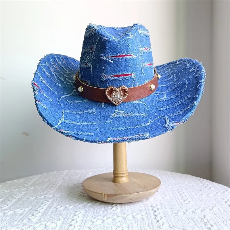 Western ethnic style cowboy hat tassel cowboy series fashion heart shape strap western cowboy hat - American ThistleWestern ethnic style cowboy hat tassel cowboy series fashion heart shape strap western cowboy hat