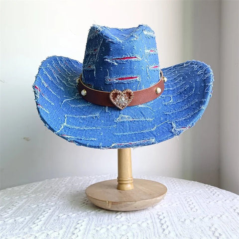 Western ethnic style cowboy hat tassel cowboy series fashion heart shape strap western cowboy hat - American ThistleWestern ethnic style cowboy hat tassel cowboy series fashion heart shape strap western cowboy hat