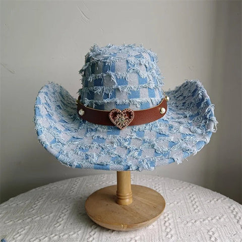 Western ethnic style cowboy hat tassel cowboy series fashion heart shape strap western cowboy hat - American ThistleWestern ethnic style cowboy hat tassel cowboy series fashion heart shape strap western cowboy hat