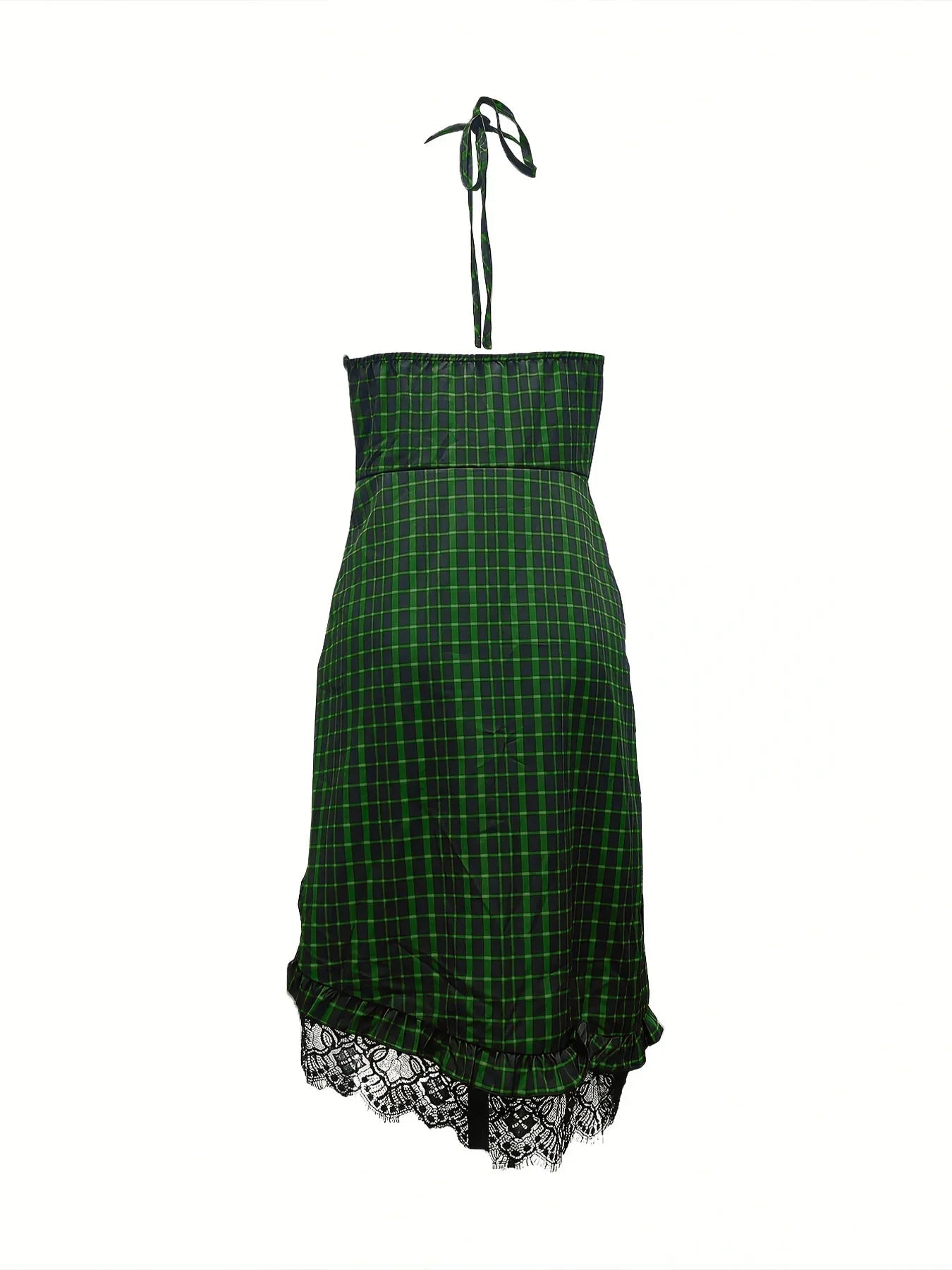 Western Plaid Style Cowboy Dress Deep V - Neck Asymmetric Lace Hem - American Thistle Western Plaid Style Cowboy Dress Deep V - Neck Asymmetric Lace Hem