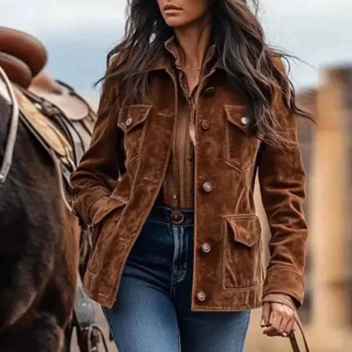 Western Style Short Jackets for Women Outerwears Suede Jacket Women Streetwear Outdoor Women Coats Button New in Coats and Jacket - American Thistle Western Style Short Jackets for Women Outerwears Suede Jacket Women Streetwear Outdoor Women Coats Button New in Coats and Jacket