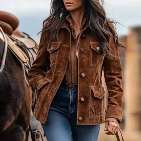 Western Style Short Jackets for Women Outerwears Suede Jacket Women Streetwear Outdoor Women Coats Button New in Coats and Jacket - American Thistle Western Style Short Jackets for Women Outerwears Suede Jacket Women Streetwear Outdoor Women Coats Button New in Coats and Jacket