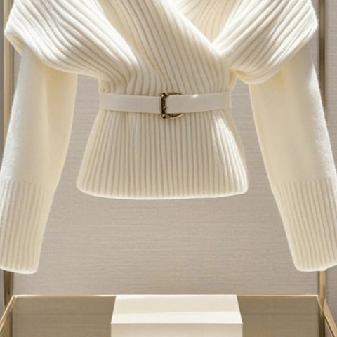 White Knitted Sweater V - neck Long Sleeve Top Soft Luxury Pullovers Sweater Winter - American Thistle White Knitted Sweater V - neck Long Sleeve Top Soft Luxury Pullovers Sweater Winter