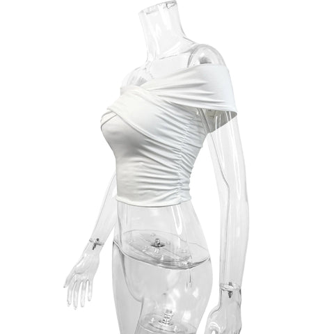 White Off The Shoulder Bodycon Top. - American Thistle White Off The Shoulder Bodycon Top.