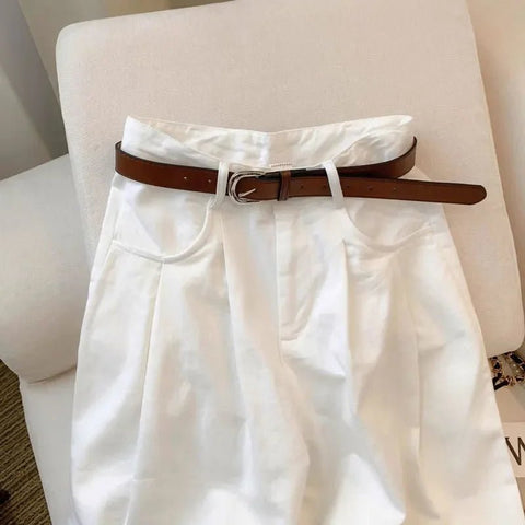 White Wide Leg Jeans High Waist Casual Loose Women's Denim Pants Folded Design Versatile Floor - Length Trousers - American Thistle White Wide Leg Jeans High Waist Casual Loose Women's Denim Pants Folded Design Versatile Floor - Length Trousers