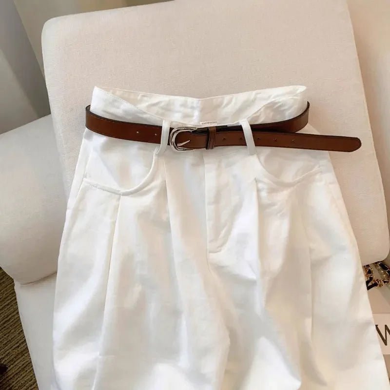 White Wide Leg Jeans High Waist Casual Loose Women's Denim Pants Folded Design Versatile Floor - Length Trousers - American Thistle White Wide Leg Jeans High Waist Casual Loose Women's Denim Pants Folded Design Versatile Floor - Length Trousers