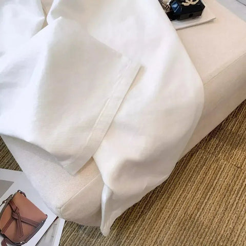 White Wide Leg Jeans High Waist Casual Loose Women's Denim Pants Folded Design Versatile Floor - Length Trousers - American Thistle White Wide Leg Jeans High Waist Casual Loose Women's Denim Pants Folded Design Versatile Floor - Length Trousers