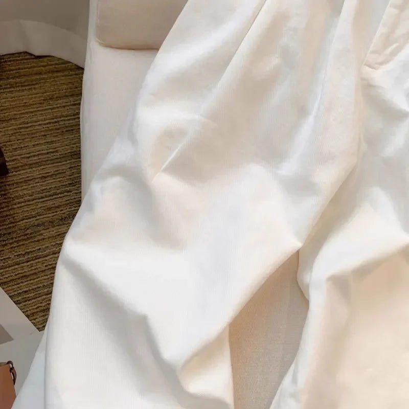 White Wide Leg Jeans High Waist Casual Loose Women's Denim Pants Folded Design Versatile Floor - Length Trousers - American Thistle White Wide Leg Jeans High Waist Casual Loose Women's Denim Pants Folded Design Versatile Floor - Length Trousers