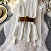 Slimming Knitted Long-Sleeve Pullover with Belt Design for Women Autumn white3