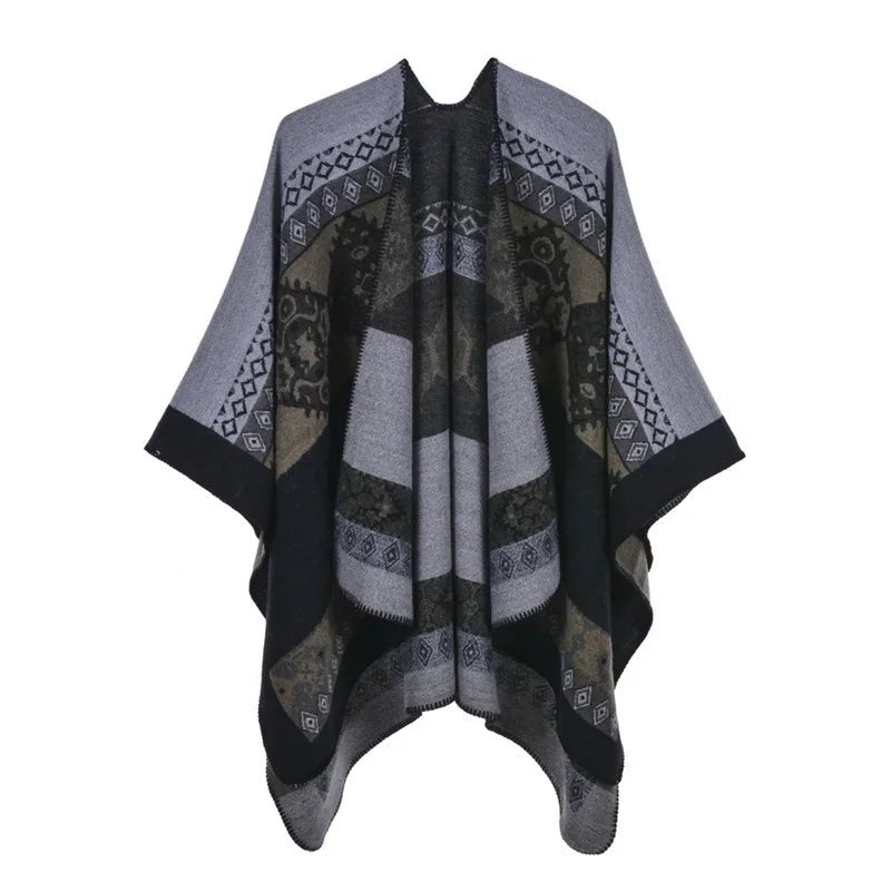 Winter Fashion Poncho Women Capes Scarf Imitation Cashmere Ladies Scarves Warm Shawls Wraps Woman Ponchos - American Thistle Winter Fashion Poncho Women Capes Scarf Imitation Cashmere Ladies Scarves Warm Shawls Wraps Woman Ponchos
