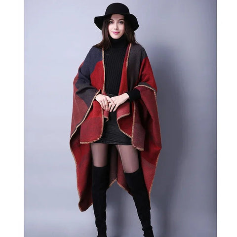 Winter Fashion Poncho Women Capes Scarf Imitation Cashmere Ladies Scarves Warm Shawls Wraps Woman Ponchos - American Thistle Winter Fashion Poncho Women Capes Scarf Imitation Cashmere Ladies Scarves Warm Shawls Wraps Woman Ponchos