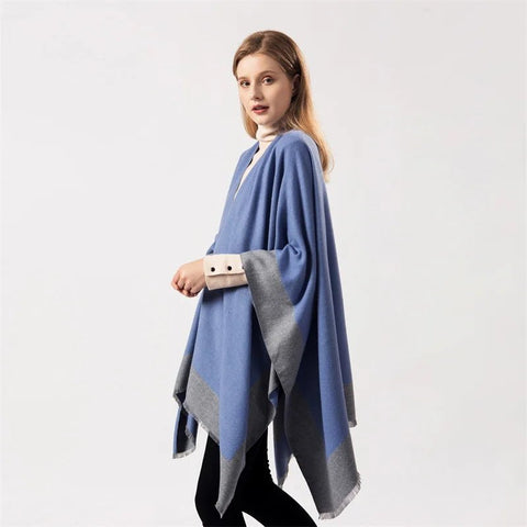 Winter Fashion Poncho Women Capes Scarf Imitation Cashmere Ladies Scarves Warm Shawls Wraps Woman Ponchos - American Thistle Winter Fashion Poncho Women Capes Scarf Imitation Cashmere Ladies Scarves Warm Shawls Wraps Woman Ponchos