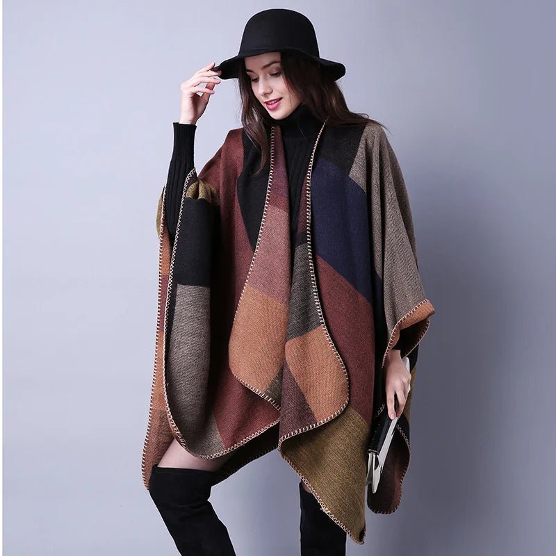 Winter Fashion Poncho Women Capes Scarf Imitation Cashmere Ladies Scarves Warm Shawls Wraps Woman Ponchos - American Thistle Winter Fashion Poncho Women Capes Scarf Imitation Cashmere Ladies Scarves Warm Shawls Wraps Woman Ponchos