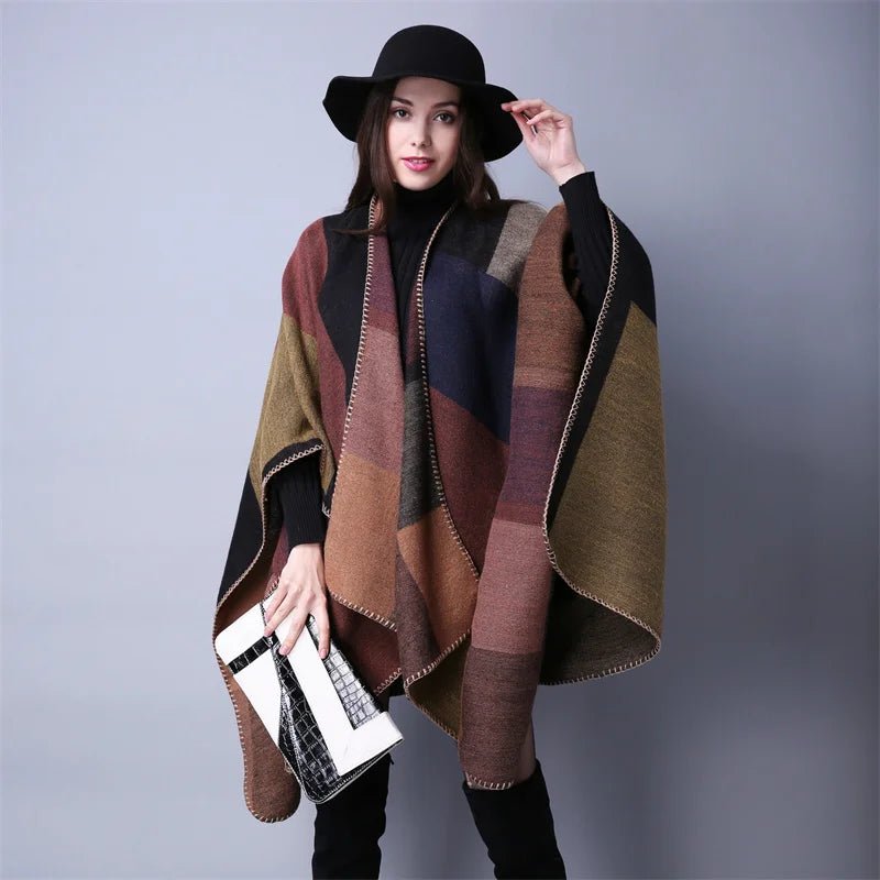 Winter Fashion Poncho Women Capes Scarf Imitation Cashmere Ladies Scarves Warm Shawls Wraps Woman Ponchos - American Thistle Winter Fashion Poncho Women Capes Scarf Imitation Cashmere Ladies Scarves Warm Shawls Wraps Woman Ponchos