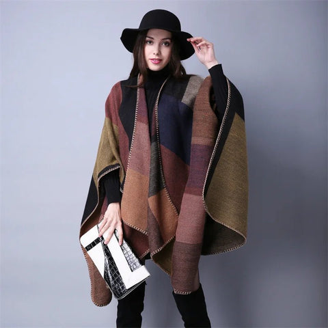 Winter Fashion Poncho Women Capes Scarf Imitation Cashmere Ladies Scarves Warm Shawls Wraps Woman Ponchos - American Thistle Winter Fashion Poncho Women Capes Scarf Imitation Cashmere Ladies Scarves Warm Shawls Wraps Woman Ponchos