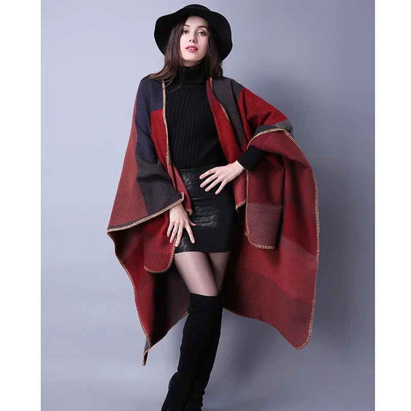 Winter Fashion Poncho Women Capes Scarf Imitation Cashmere Ladies Scarves Warm Shawls Wraps Woman Ponchos - American Thistle Winter Fashion Poncho Women Capes Scarf Imitation Cashmere Ladies Scarves Warm Shawls Wraps Woman Ponchos