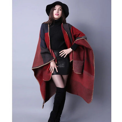 Winter Fashion Poncho Women Capes Scarf Imitation Cashmere Ladies Scarves Warm Shawls Wraps Woman Ponchos - American Thistle Winter Fashion Poncho Women Capes Scarf Imitation Cashmere Ladies Scarves Warm Shawls Wraps Woman Ponchos