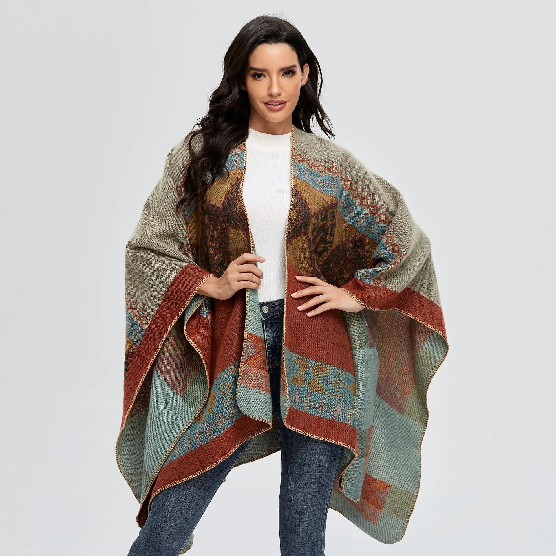 Winter Fashion Poncho Women Capes Scarf Imitation Cashmere Ladies Scarves Warm Shawls Wraps Woman Ponchos - American Thistle Winter Fashion Poncho Women Capes Scarf Imitation Cashmere Ladies Scarves Warm Shawls Wraps Woman Ponchos