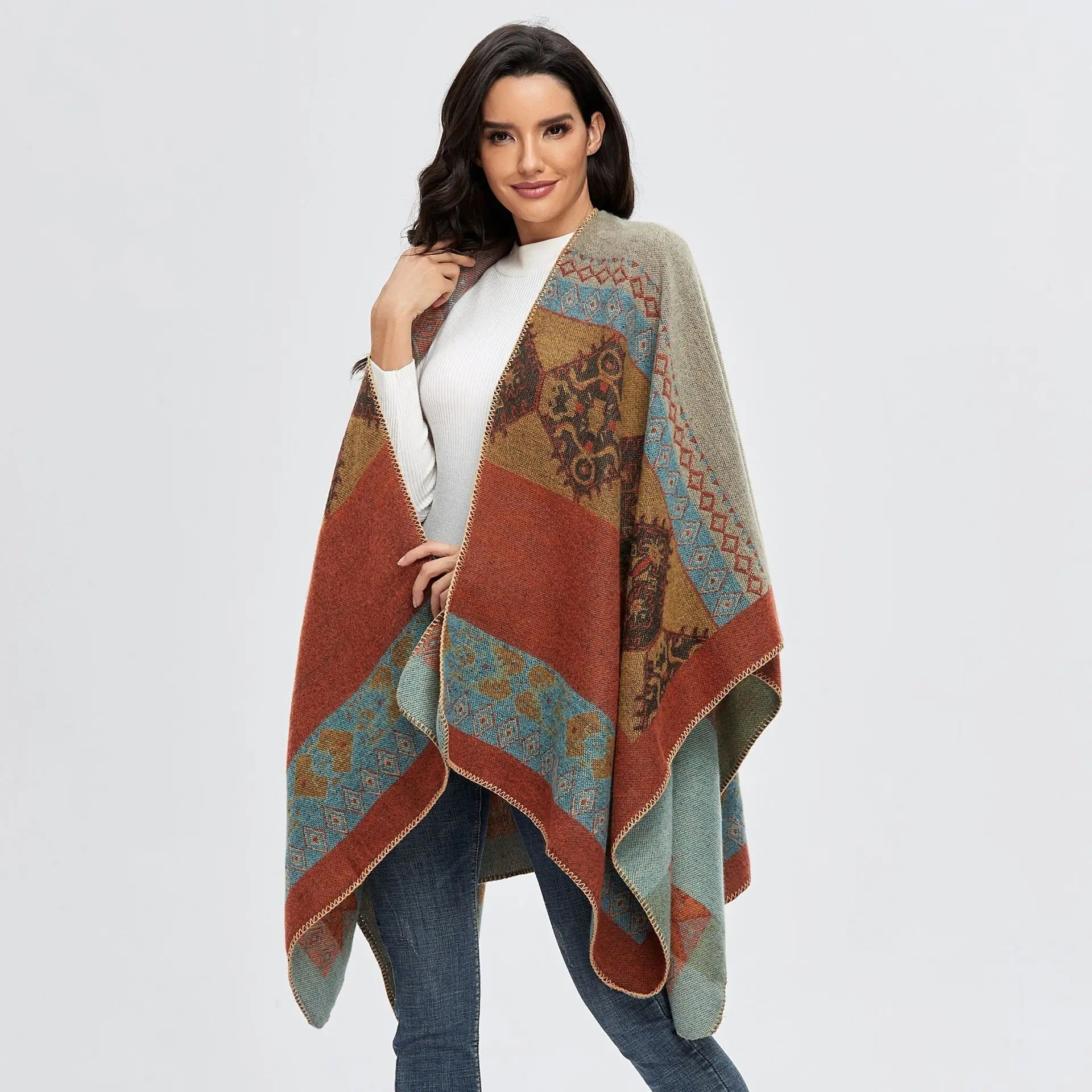 Winter Fashion Poncho Women Capes Scarf Imitation Cashmere Ladies Scarves Warm Shawls Wraps Woman Ponchos - American Thistle Winter Fashion Poncho Women Capes Scarf Imitation Cashmere Ladies Scarves Warm Shawls Wraps Woman Ponchos